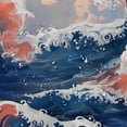 thumbnail image 5 of Orinice Japanese Ocean Shower Curtain Nautical Blue Sea Wave Beach Theme Small Window Curtain Bathroom Decor Set with Hooks Waterproof Washable  60x72, 5 of 7