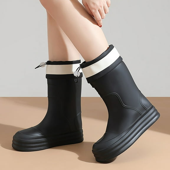XIMIN Women Anti Slip Lightweight Soft Rubber Shoes Casual Rain Shoes Work Booties Platform Rain Boots Outdoor Fishing Thick Sole Waterproof Shoes
