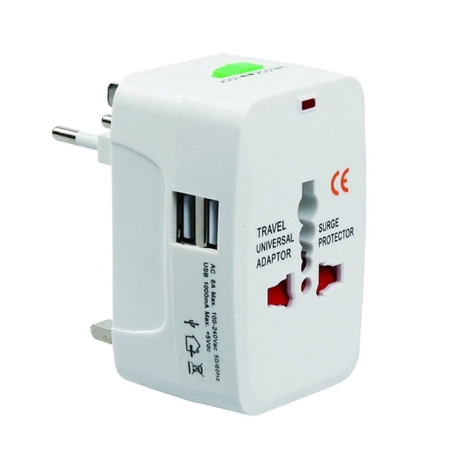 Adaptador universal Cargador de corriente USB dual Convertidor Enchufe eléctrico de viaje internacional Enchufe de conversión portátil todo en uno Methold DZ4388-00