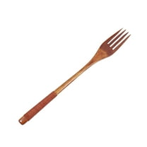 Japanese Style Wooden Fork Household Tableware Children Food Utensil (Brown Thread)