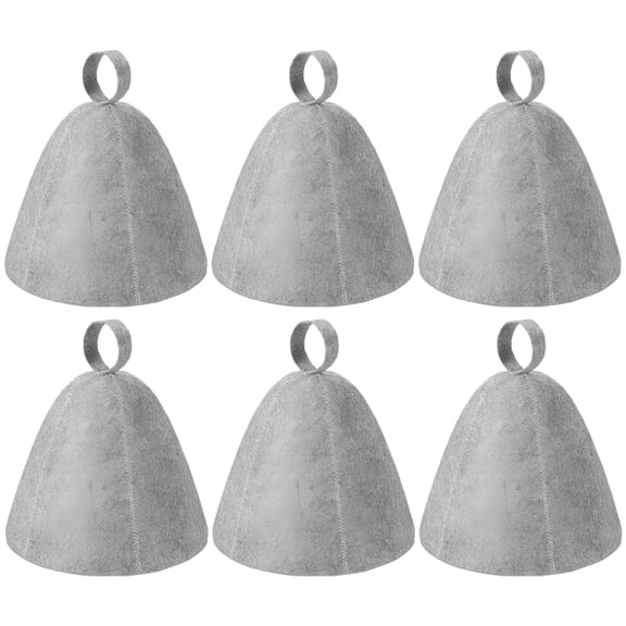 6 Pcs Sauna Hat for Women Hair, Sauna Hat for Women, Sauna Hair Protector Cap with Hanging Loop, Gray Felt Sauna and Bathhouse Hat, 9.1 in/23 cm Height, 27.6 in/70 cm Circumference