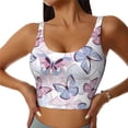 thumbnail image 2 of Lsque Butterflies in Pastel Printed Women'S Sports Bra, Compression, Moisture Wicking, High-Impact Sports Bra For Women,Supportive sports bra-Large, 2 of 9