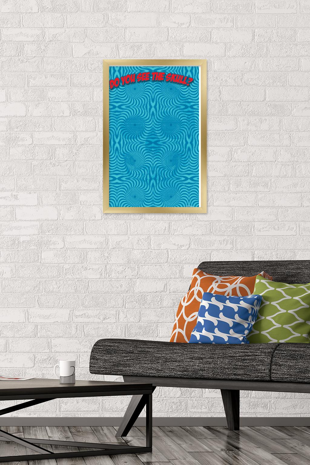Optical - Skull Wall Poster, 14.725" x 22.375", Framed