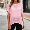thumbnail image 1 of Womens Summer Crochet Tops Hollow Out Cap Sleeve Cover Up Tank Top Pullover Short Sleeve Sweater Vest Beach Vacation Clothes, 1 of 2