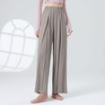 thumbnail image 6 of Lenpel Wide Leg Pants for Woman Summer Casual Elastic High Waisted Palazzo Yoga Lounge Pants Baggy Travel Vacation Trousers, 6 of 7