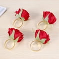 thumbnail image 4 of 12 PCS Red Rose Shape Towel Buckle Napkin Ring Wedding 's Day Hotel Table Decor Metal Gold Napkin Holder, 4 of 10