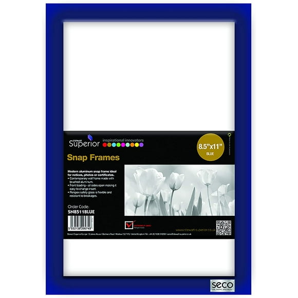SECO 25mm Mitred Snap Frame, 8.5"x11", Blue, Pack of 10 (SN8511BLUE)