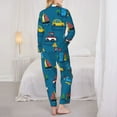 thumbnail image 5 of Kll Cartoon Transportations Print Women'S Long Sleeve Pajamas With Pants Sleepwear Loungewear 2 Set-Medium, 5 of 9