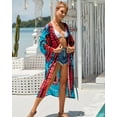 thumbnail image 3 of EDOLYNSA Tie-dye Kimono Cover-up for Women Open Front Summer Cardigan Long Sleeve Bathing Suit Coverups, 3 of 7