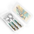 thumbnail image 4 of Gaeub Cartoon Dragonfly Art Print 3-Piece Children Knife Spoon Fork Set,Stainless Steel Child Flatware Set,Kids Utensils Set with Case for Lunch Box (Fork Spoon Knife Combo), 4 of 8