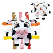 Buckle Toys - Bessie Cow - Learning Activity Toddler Plane Travel Essential Toy - Develop Motor Skills and Problem Solving