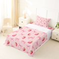 thumbnail image 3 of spefrowx Watercolor Strawberry Bow Print Twin Sheets for Teens, Blush Pink Fruit Bedding, 3-Piece, 1 Flat Sheet, 1 Fitted Sheet and 1 Pillowcase, 3 of 6