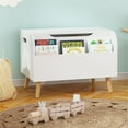 thumbnail image 6 of Bianlte Wooden Toy Box,Kids Toy Storage Organizer with Front Bookshelf,Toy Chest Bench,White 02, 6 of 7