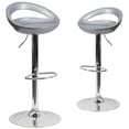 thumbnail image 2 of BizChair 2 Pack Contemporary Silver Plastic Adjustable Height Barstool with Rounded Cutout Back and Chrome Base, 2 of 8