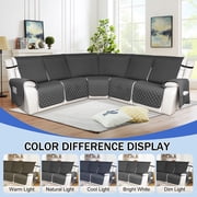 HDCAXKJ 100% Waterproof Reclining Sectional Couch Covers L-Shape Recliner Sofa Cover 5 Seat, Dark Gray