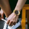 thumbnail image 4 of Men's Luxury Analog Quartz Gold Wrist Watches Business Stainless Steel Band Dress Wrist Watch Classic Calendar Date Window 3ATM Water Resistant, 4 of 8