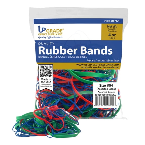 Upgrade Rubber Bands, Assorted Sizes & Colors, 1/4 lb Bag, USA