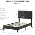 thumbnail image 2 of Twin Bed Frame with Headboard, Upholstered Platform Bed Frames Twin Size with Crystal Diamond Tufted for Teen Easy Assembly, Wooden Slats Support, Noise Free&No Box Spring Needed, Black, 2 of 6