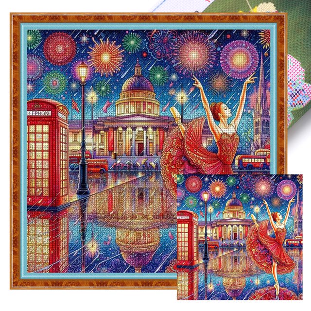 Hilo Algodón Ecológico Bordado Punto Cruz Ballet Impreso 11CT 50x50cm