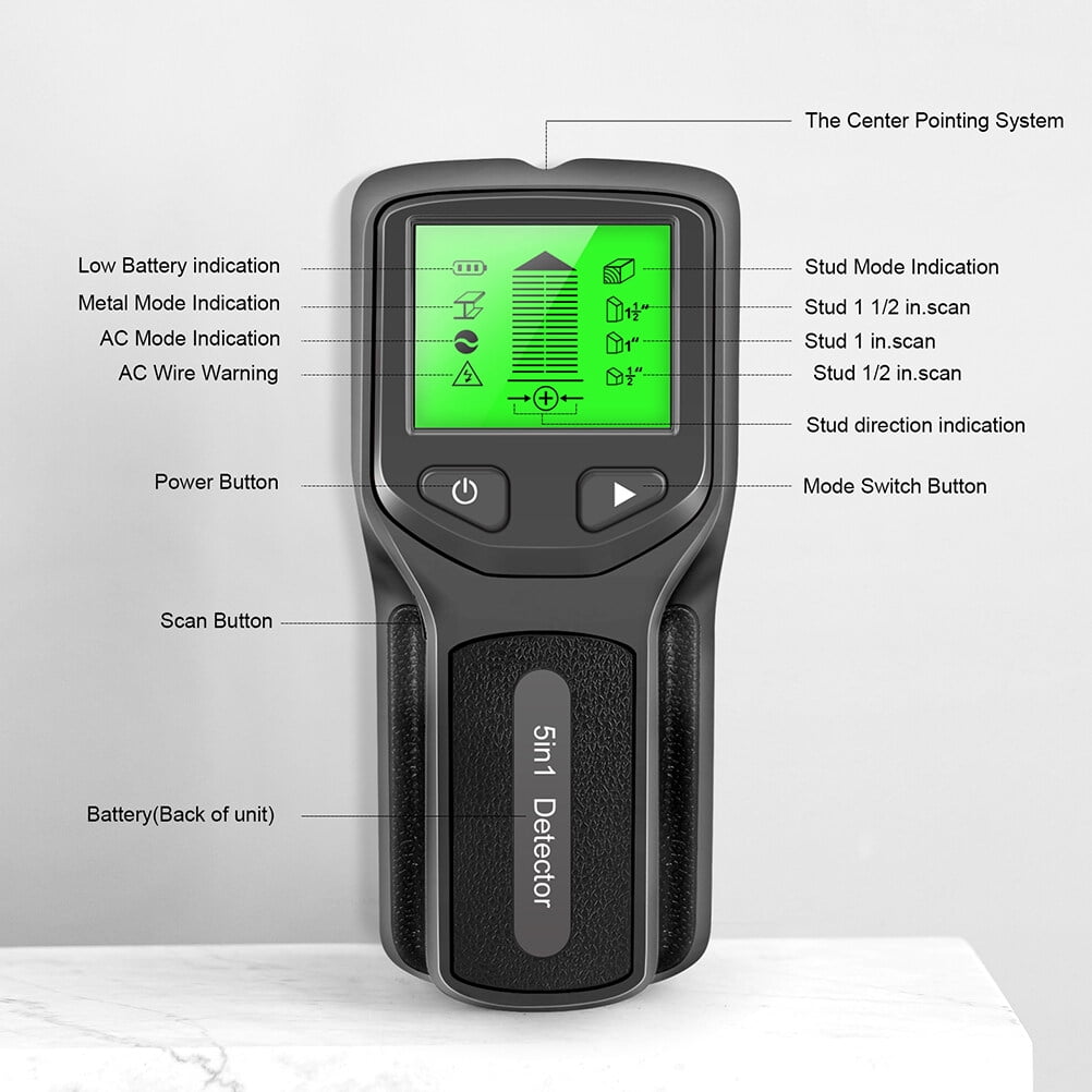 PartyKindom Wall Metal Scanner Black 5 in 1 Finder for Home with LCD Display and Easy Use or