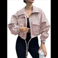 thumbnail image 1 of Chaqueta Corta para Mujer, Anorak Utilitario Extragrande con Cremallera y Bolsillos Rosa XL, 1 of 8