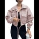 thumbnail image 1 of Chaqueta Corta para Mujer, Anorak Utilitario Extragrande con Cremallera y Bolsillos Rosa S, 1 of 8