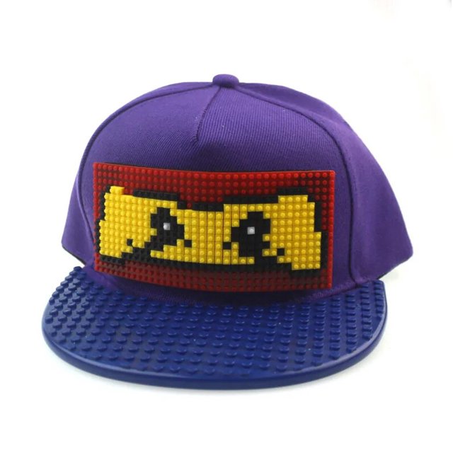 Rompecabezas sombrero niños DIY pixel building blocks creativo oro y plata placa ensamblada hombres y mujeres hip hop gorra de padres e hijos