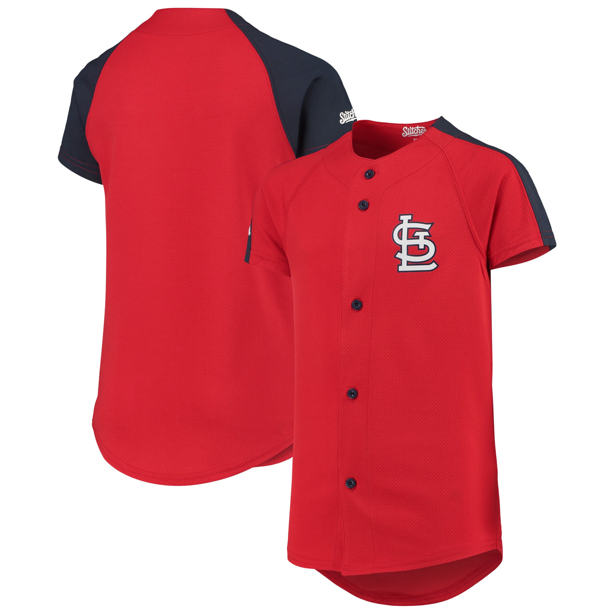 St. Louis Cardinals Stitches Youth Logo Button-Down Jersey - Red - 0 - 0
