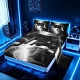 thumbnail image 2 of meiyoeat Neon Lightning Gaming Full Size Sheets for Boys Girls, Electric Gamer Bed Sheets, Black White, 4-Piece, 1 Flat Sheet, 1 Fitted Sheet and 2 Pillowcases, 2 of 6