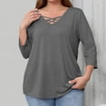 thumbnail image 4 of JUSLIO Plus Size Womens Blouses Cotton Relaxed Fit Shirts Tops Solid Long sleeve Shirts Tops Gray L, 4 of 6