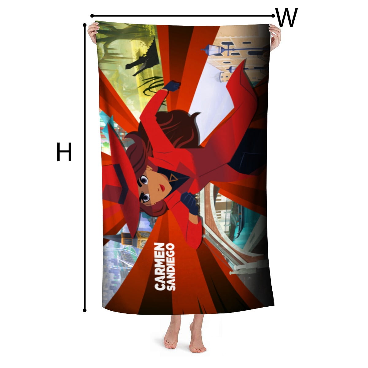 Carmen Sandiego Gifts Beach Towel for Women Girl Birthday Inspired Fan Bath Outdoor Music Lover