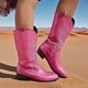 thumbnail image 5 of Botas vaqueras para mujer, botas vaqueras hasta la rodilla, ajustables, con cordones, bordadas, sin cordones, puntera puntiaguda, tacón grueso, botas vaqueras, 5 of 8