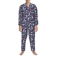 thumbnail image 3 of Honeii Watercolor Marine Animals Pattern Mens Pajamas Set,2pcs Men's Lounge Long Sleeve Sleep Shirt and Pajama Bottoms Sleepwear Set,Mens Pjs Sets-X-Large, 3 of 7