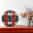 thumbnail image 2 of Yayeee 10" Wall Clock Battery Operated Quartz Round Silent Non-Ticking Home Decor, Vibrant Red Tartan Pattern, 2 of 6