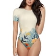thumbnail image 1 of Balery Floral Mountain Landscape Body de cuello redondo de manga corta para mujer Tops de manga corta Tops básicos-XX-Large, 1 of 7