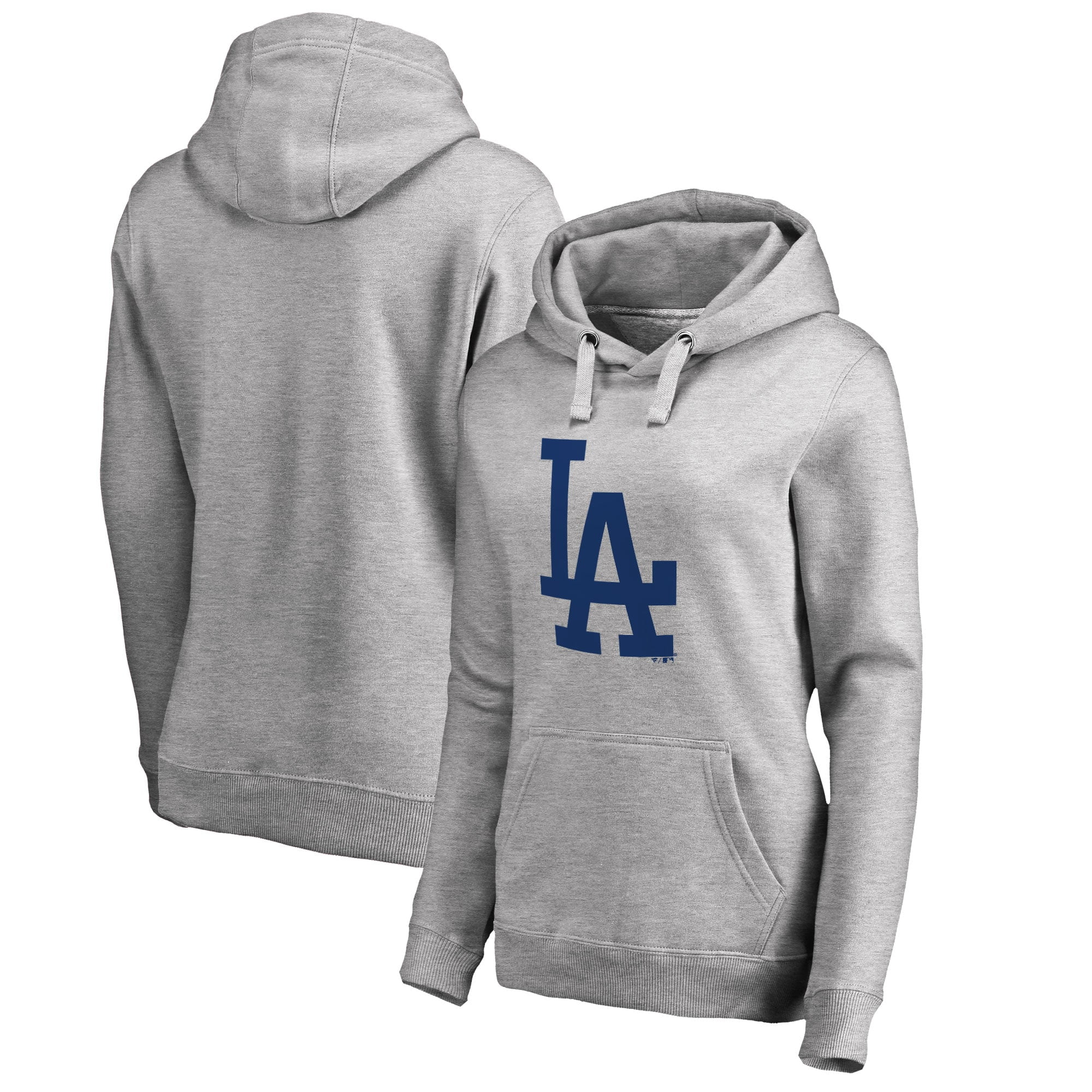 Los Angeles Dodgers Fanatics Branded Women's Primary Logo Pullover Hoodie - Heathered Gray 