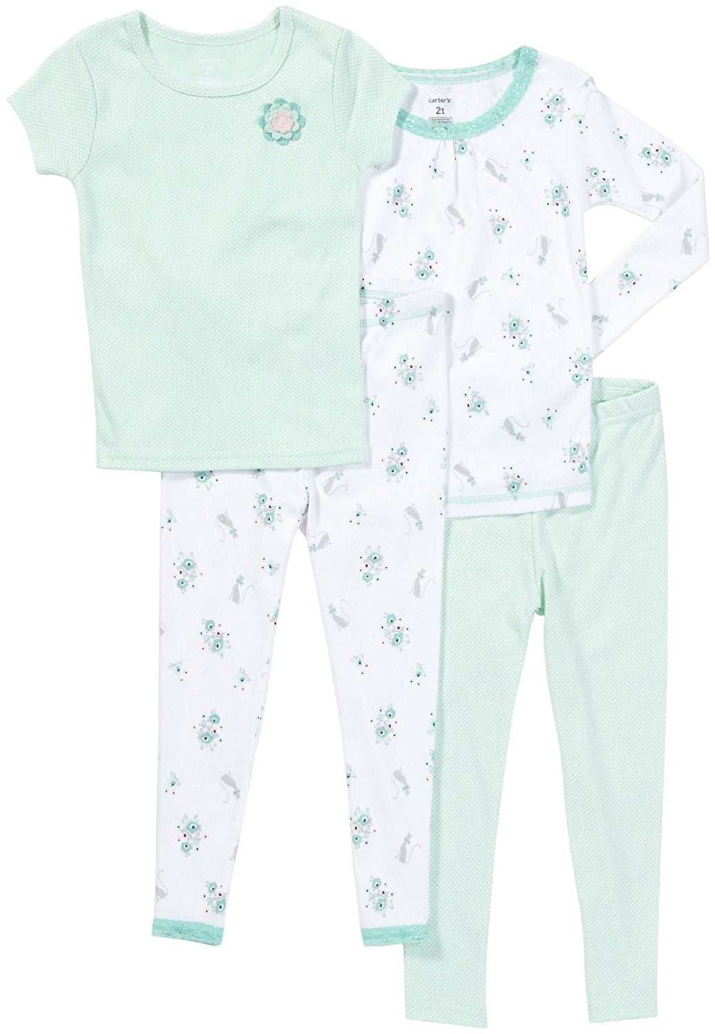 Carter's 4pc Baby Girl Ballerina Shoes & Bows Snug Fit Cotton Pajama Set main image 0