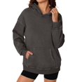 thumbnail image 3 of Oversized Hoodies for Women Acid Wash Sweatshirt Cute Pullover Fall Winter Long Sleeve Shirts Gray S, 3 of 9