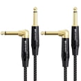 thumbnail image 1 of Cable de Guitarra Cable Matters Negro Paquete de 2 Recto a Ángulo Recto 15 Pies, 1 of 7