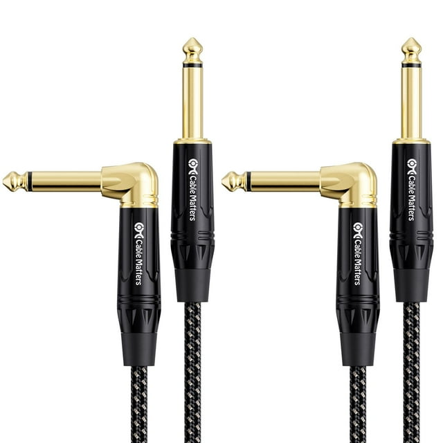 Cable de Guitarra Cable Matters Negro Paquete de 2 Recto a Ángulo Recto 15 Pies