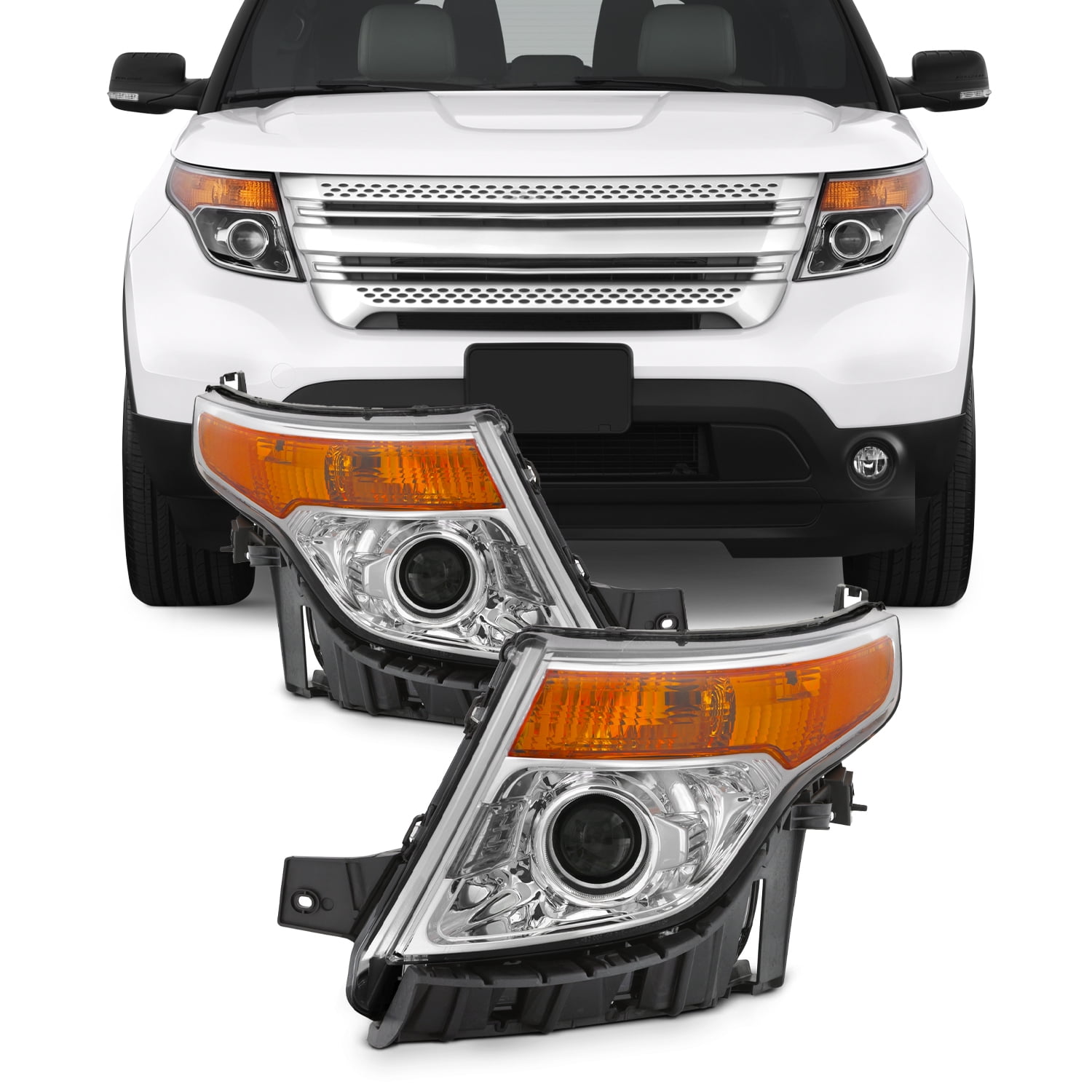Halogen Type For 20112015 Ford Explorer Projector Chrome Headlights LH