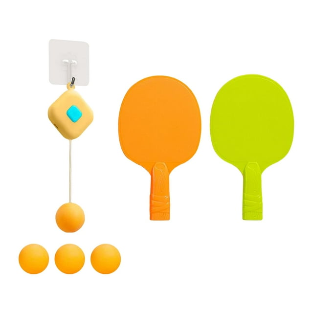 koolsoo Hanging Table Tennis Hand Eye Coordination Exerciser with Balls Self Workout Set Yellow Buckle