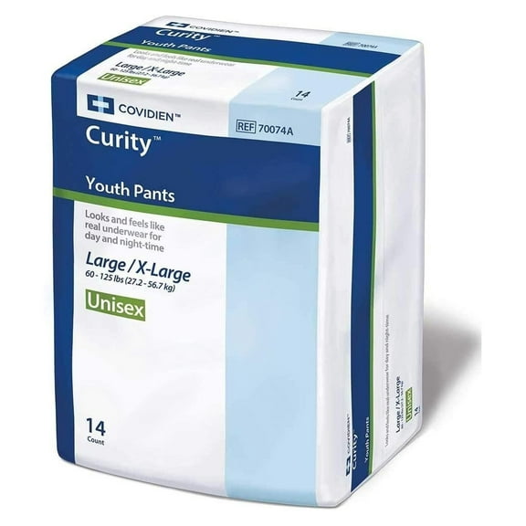 Curity SleepPants - Disposable Youth Briefs - Case of 56 - Model# 70074A White
