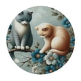 thumbnail image 4 of WYYP Cute Cat Round Tablecloth 100% Polyester Fiber Mother's Day with Elastic Edge White, 4 of 8