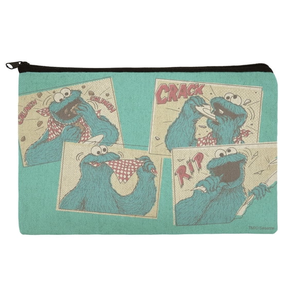 Sesame Street Cookie Monster Comic Pencil Pen Organizer Zipper Pouch Case
