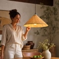 thumbnail image 5 of Woven Bamboo Lampshade Decorative Light Cover for Indoor Table and Floor Lamp, Softens Light for Living Room Bedroom Dining Room Interior, 5 of 6