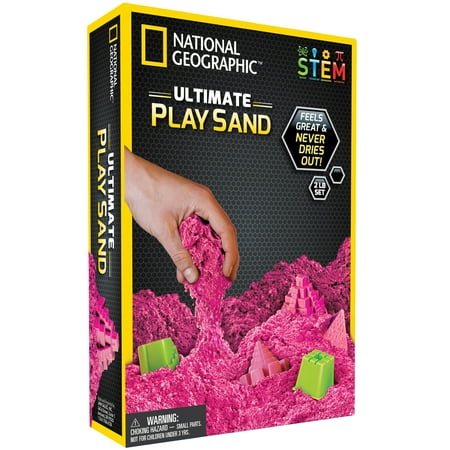 National Geographic Play Sand - 2 lbs of Sand with Castle Molds (Pink) - a Fun Sensory Sand Activity