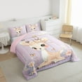thumbnail image 3 of Castle Fairy Kawaii Animal Deer Full Size Comforter Sets 3-Piece for Kids Boys Girls,Flowers Flying Butterflies Bedding Comforter Set,Cartoon Jungle Wildlife Lightweight Bedding Sets, 3 of 8