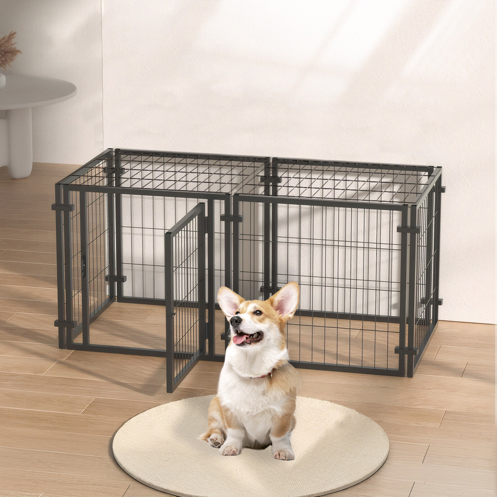 Pet Playpen 47.2" Dog Crate for Small Medium Large Dogs, Puppy Dog Playpen for Yard Indoor Outdoor Use, Pet Dog Cage Kennel (47.2"L x 23.6"W x 23.6"H),Dog Crate