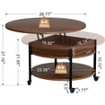 thumbnail image 3 of Round Lift Top Coffee Table with Wheels, Circle Center Table with Storage and Compartment, 26.77’’ Rolling Coffee Table for Living Room, 2 Tier Small Coffee Table Circle Dining Table (Espresso), 3 of 7